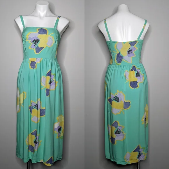 anthro blue floral dress Light Blue Pleated Long Sleeve Maxi Dress – shopaleena main image 1